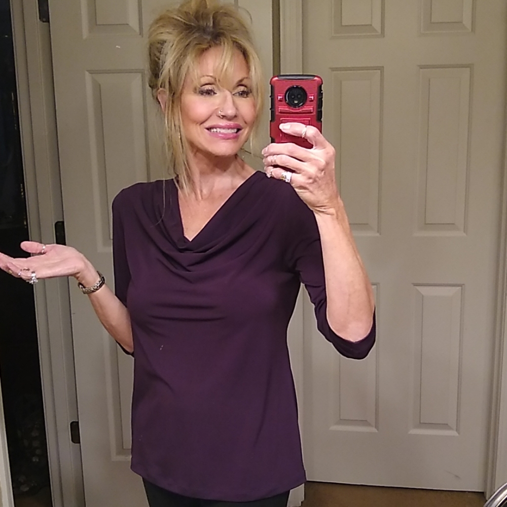 💐💕 beautiful purple size large lace inset shirt - Picture 3 of 5